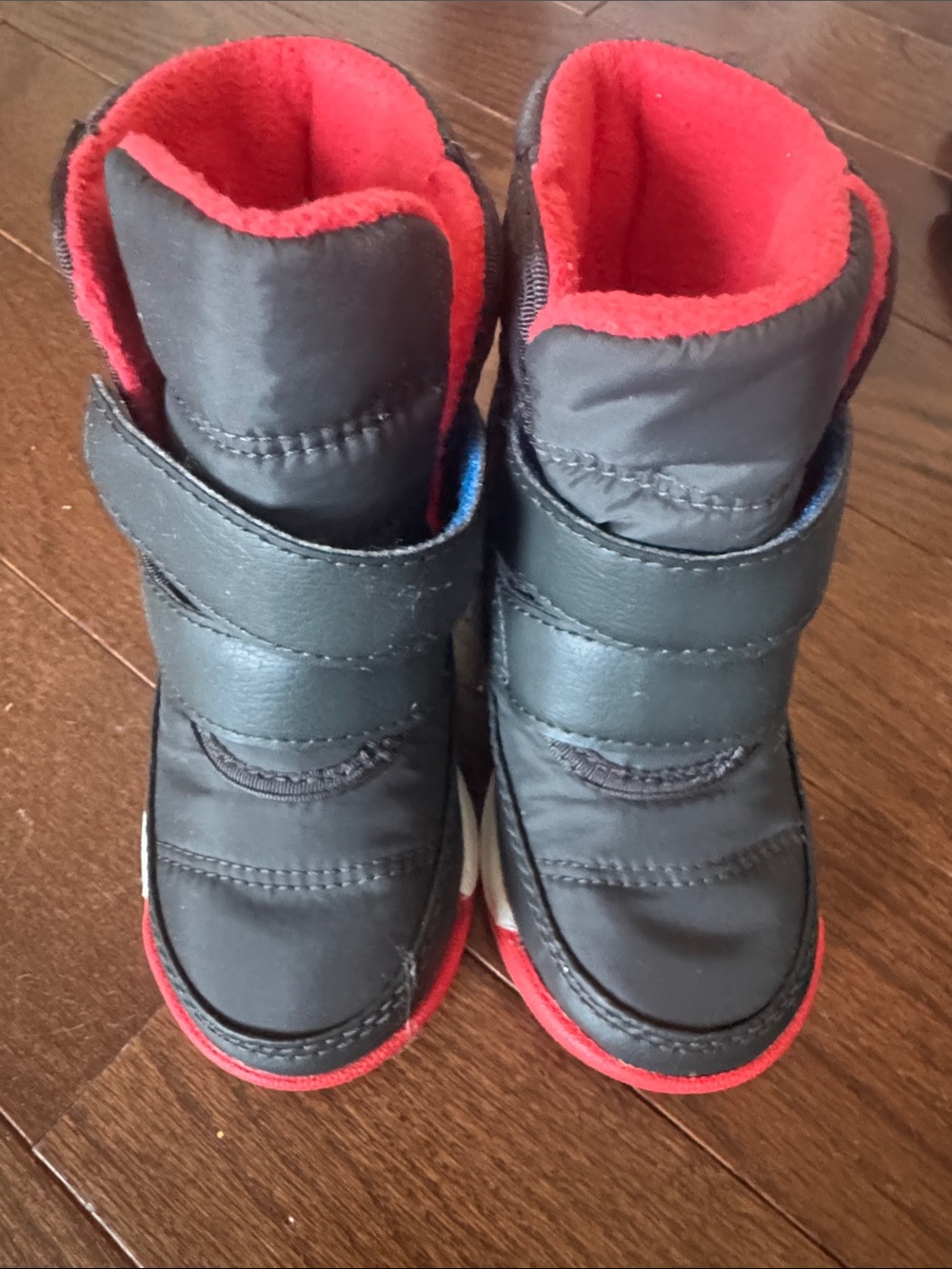 Sorel Kids Black Boots with Red Lining and Red Trim